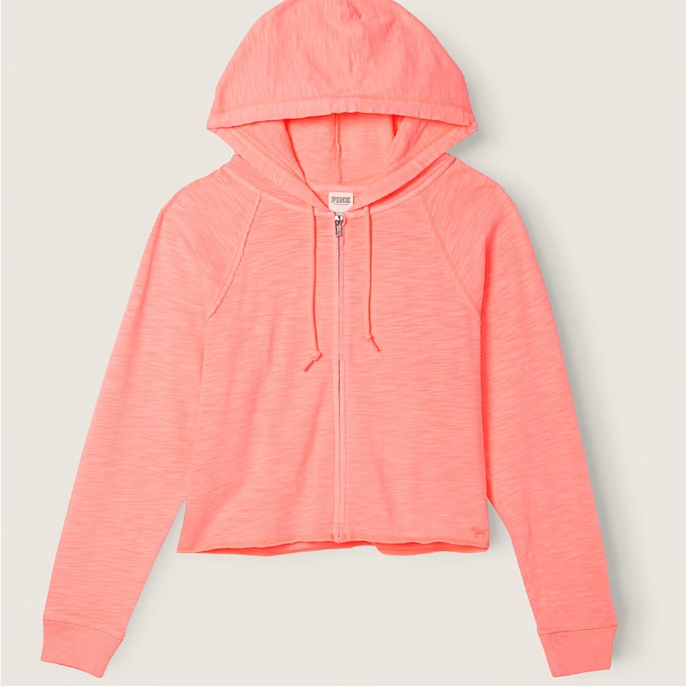 PINK Victoria's Secret Coral Cropped Hoodie XS